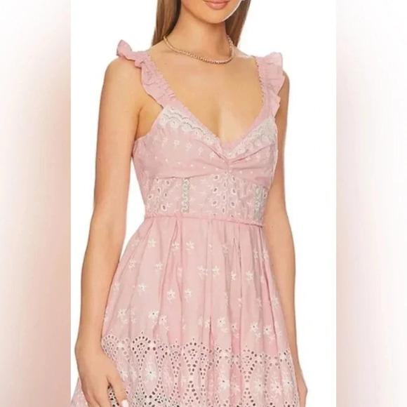 NWT LoveShackFancy Mochi Bubble Bath Pink Sleeveless Mini Dress Size 6 - Picture 2 of 13
